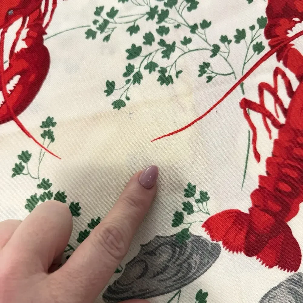 Vintage 1950's Wilendur Lobster & Clam Cotton Lobster Bids Set Of 4